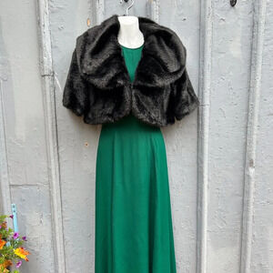 Aqua Black  Faux Fur Bolero Evening Jacket, size Medium